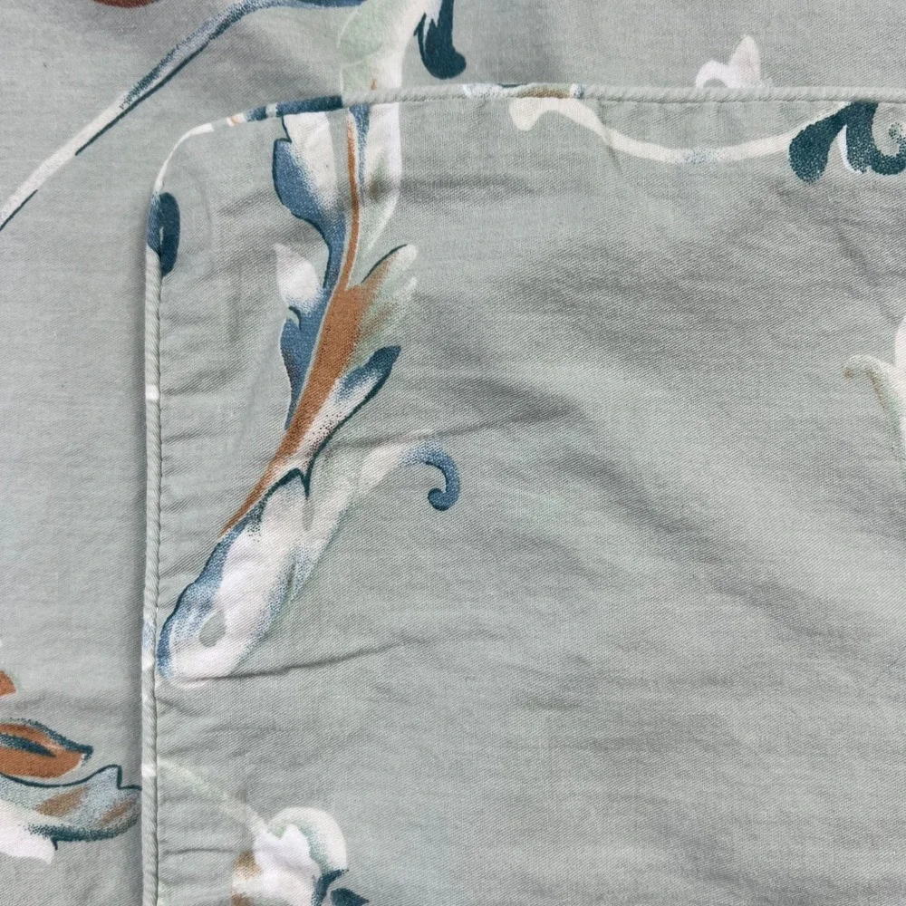 Set Of 2 Fadfay King Pillow Shams Green Floral 100 % Cotton Bedding (19